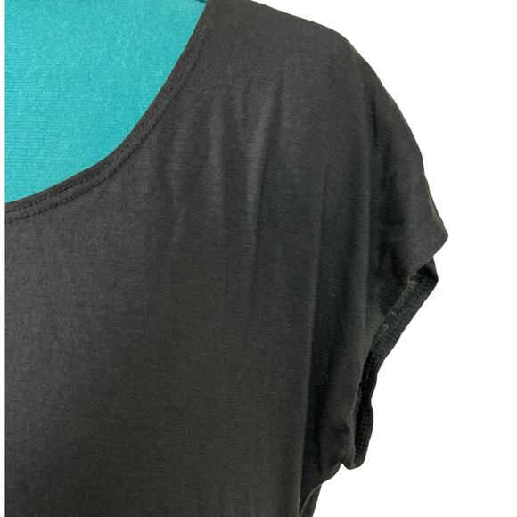 Luv Me More Asymmetrical Scoop Neck Tee Shirt Top Embellished Plus Size 1X Black - Picture 6 of 12